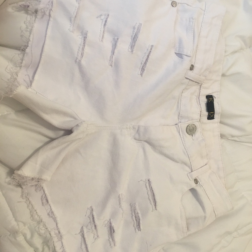 White ripped Jean shorts
